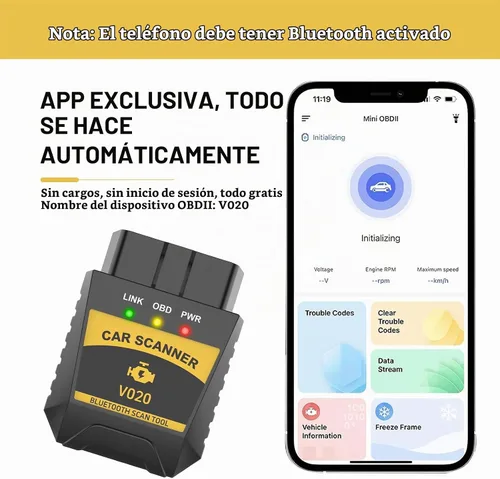 Vista 3 de Escáner de diagnóstico Bluetooth OBD2 para automóvil, ELM327 Herramienta de lectura y reinicio de código de motor, dispositivo de monitor de datos