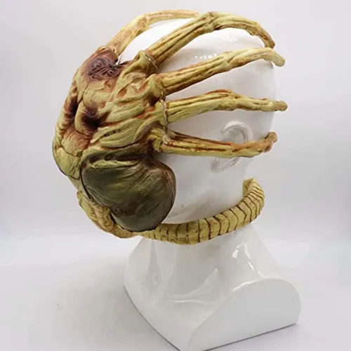 Vista 3 de Máscara facial extraterrestre de xenomorfo máscara facial de látex réplica de garras aterradoras insectos accesorios de Halloween para adultos