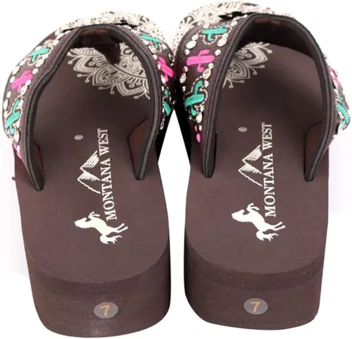 Vista 5 de Montana West - Sandalias patrióticas para mujer, con ornamento de metal, de plataforma, tipo vaqueras