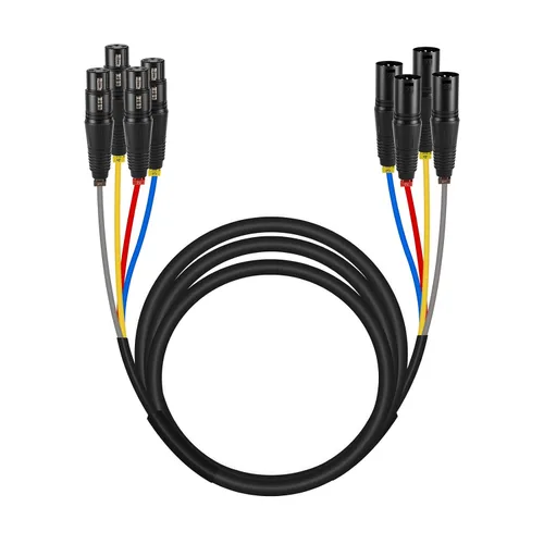 Vista 7 de Phenyx Pro PCBL-4IN1-3 - Cable de serpiente XLR de 4 canales, cable de conexión XLR macho a hembra con cobre OFC, cable divisor de 3 pies, cable