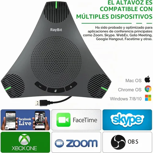 Vista 7 de Altavoz USB con doble concentrador, micrófono omnidireccional para sala de conferencias, altavoces de computadora con micrófono para oficina