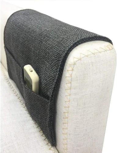 Vista 6 de Durable Oxford - Organizador de reposabrazos de tela antideslizante, bolsillo de almacenamiento con 3 bolsillos, soporte para control remoto de TV