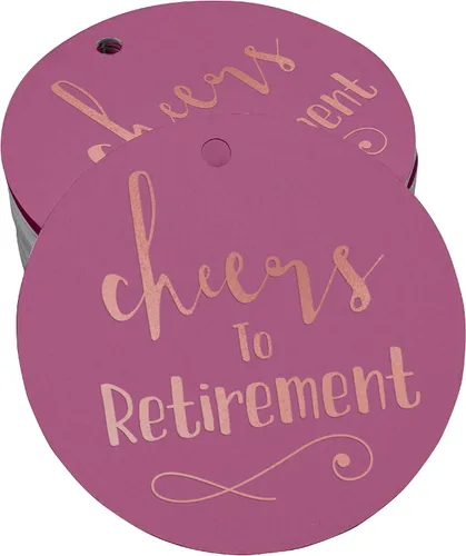 Vista 56 de Etiquetas de papel para colgar con texto en inglés "Cheers to Retirement Wall" (50 unidades)
