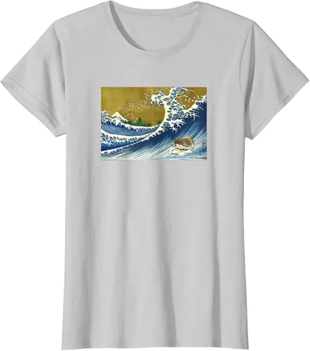 Vista 17 de Camiseta de surf japonés con diseño de erizo Azul Marino