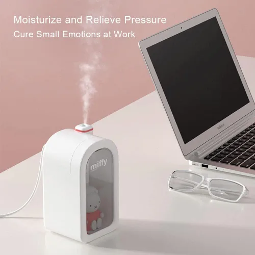 Vista 4 de Mipow X Miffy Humidificador de Neblina Fría - Humidificador Ultrasónico Silencioso, Mini Humidificador Bonito con Luz Nocturna, Humidificador