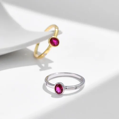 Vista 4 de Anillos para mujer de compromiso, anillos de compromiso ovalados solitario con espinela creada en oro blanco