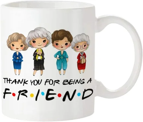 Vista 2 de Fonhark - Golden Girls Thank You For Being A Friend, programa de televisión Golden Girls, taza de café novedosa de 11 onzas, color blanco