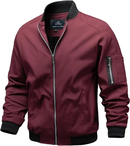 Vista 8 de TLZC Chaqueta bomber ligera para hombre, rompevientos, ajuste ceñido, abrigo activo, ropa exterior