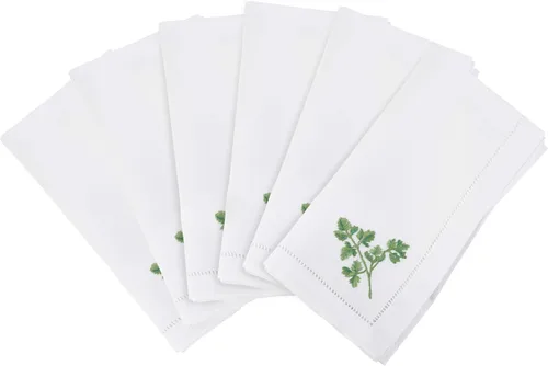 Vista 52 de Juego de 6 servilletas bordadas de magnolia hechas a mano con borde cosido