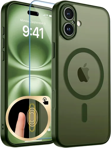 Vista 387 de zapica Funda magnética para iPhone Air, con protector de pantalla de vidrio templado, compatible con MagSafe, translúcida mate, a prueba de golpes