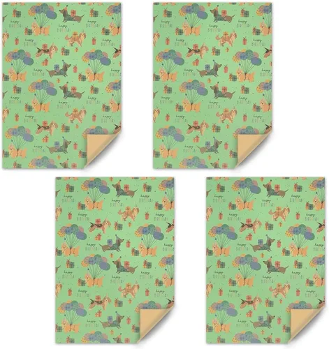 Vista 3 de Apol Papel de regalo de feliz cumpleaños, papel de regalo para cachorros, 4 hojas plegadas, papel de estraza para niños, niñas, mujeres, hombres