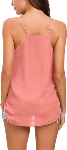 Vista 76 de Camiseta de chifón con tirantes delgados ajustables y cuello en V