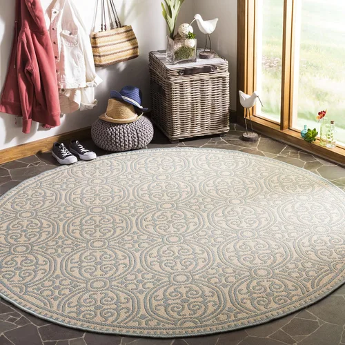 Vista 24 de SAFAVIEH Alfombra lavable para exteriores Linden Collection - 4 x 6 pies, aguamarina y crema, no desprende pelusa y fácil de limpiar, ideal