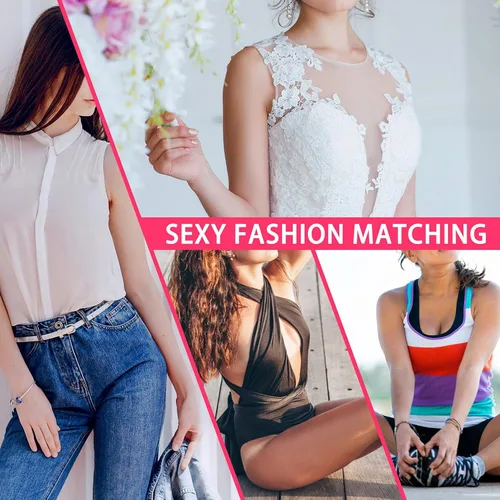 Vista 6 de QUXIANG 4 pares de fundas para pezones para mujer, reutilizables, adhesivas, de silicona, sin pezones, brasier para vestido
