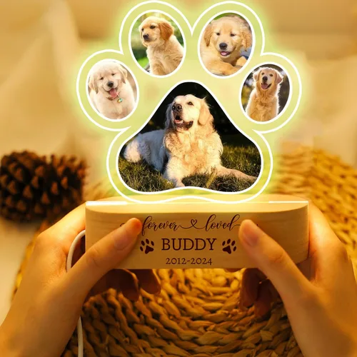 Vista 4 de LOVELYPOD Luz nocturna personalizada con foto de perro, regalo conmemorativo para perros, placa conmemorativa para mascotas, regalo de foto