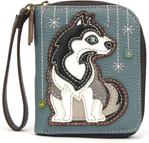 Vista 27 de Chala - Cartera con cremallera, para muñeca, 8 ranuras para tarjetas de crédito, piel sintética resistente Bluebird - Verde azulado