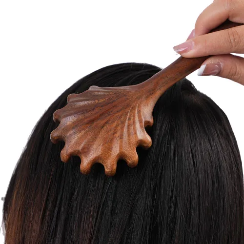 Vista 7 de Masajeador de cuero cabelludo hecho a mano - Depurador de cuero cabelludo para el crecimiento del cabello y alivio del estrés, fabricado con madera