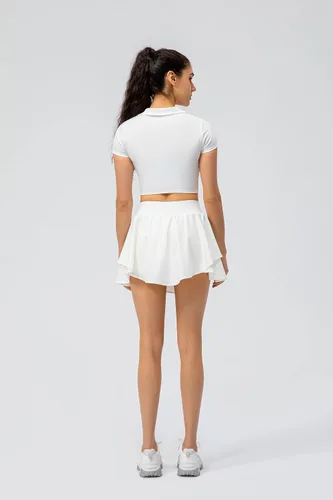 Vista 4 de Falda de tenis para mujer, falda pantalón de golf, faldas atléticas con pantalones cortos, faldas de cintura alta, bolsillos, correr, gimnasio