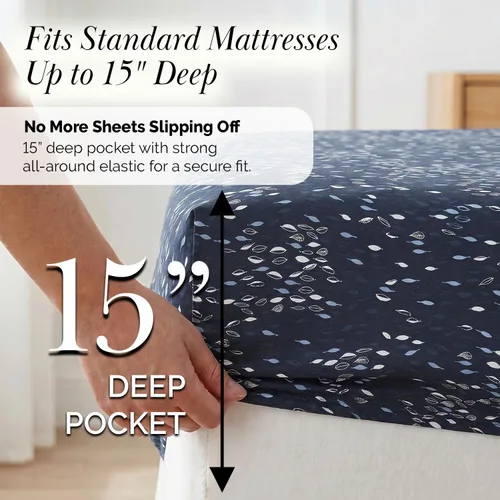 Vista 301 de Southshore Fine Living, Inc. Colección Winter Brush, juego de sábanas de 3 piezas para cama individual, sábana bajera con bolsillo profundo de 14
