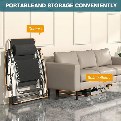 Vista 9 de DoCred - Silla reclinable plegable cómoda para dormitorio y sala de estar, silla de patio con cojín extraíble para interiores y exteriores