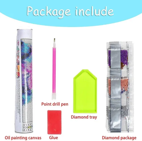 Vista 5 de KYOQFVN Kits de Pintura de Diamantes de Halloween para Adultos, Kit de Arte de Diamantes de Payaso de Halloween 5D Redondo Completo, Pintura
