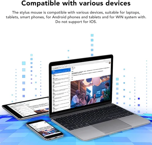 Vista 3 de Serounder - Mouse óptico Bluetooth de 2.4 G, 1200 DPI, 4 botones, ergonómico mini para laptops/pads