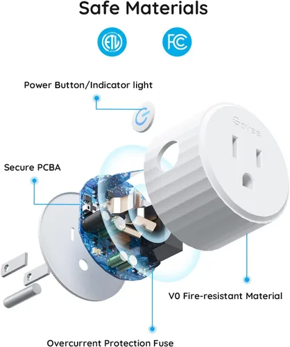 Vista 7 de Govee Paquete de 2 enchufes inteligentes duales, toma Bluetooth WiFi de 15 A, funciona con Alexa y Google Assistant, paquete de diseño compacto 2