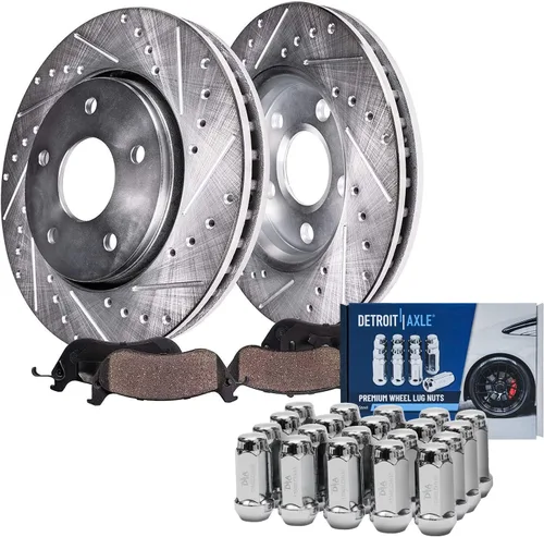 Vista 33 de Detroit Axle - Kit de freno delantero para Hyundai Nexo 2019-2024, rotores de freno perforados y ranurados, pastillas de freno de cerámica