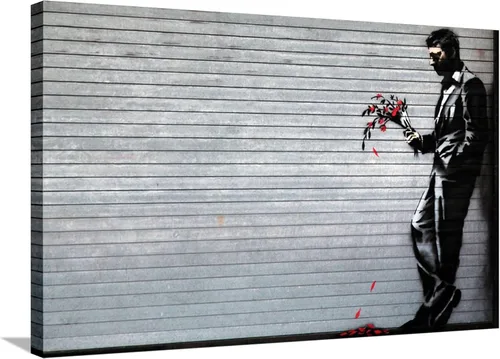 Vista 15 de ART.COM Impresiones artísticas enmarcadas para pared Hustler Club de Banksy, decoración botánica, 18 x 12 pulgadas, marco negro con paspartú blanco