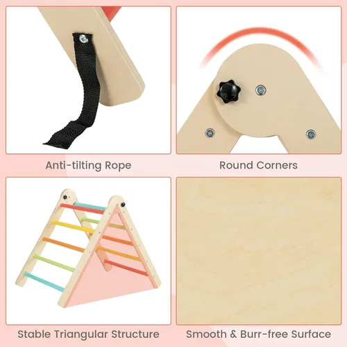 Vista 4 de Costzon Juguetes de escalada para niños pequeños, 4 en 1 plegables de madera Montessori para niños, juguetes de escalada triangulares con rampa