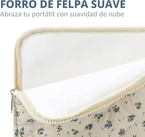 Vista 4 de Funda acolchada para laptop de 15 a 15.6 pulgadas, bonita funda protectora acolchada para computadora portátil con estampado floral para MacBook