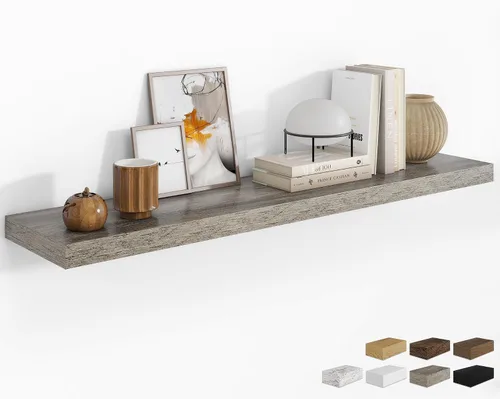 Vista 51 de RICHFOCUS Estantes flotantes de 8 pulgadas para estantes cuadrados de pared para dormitorio, cocina, baño, estante flotante de madera rústica