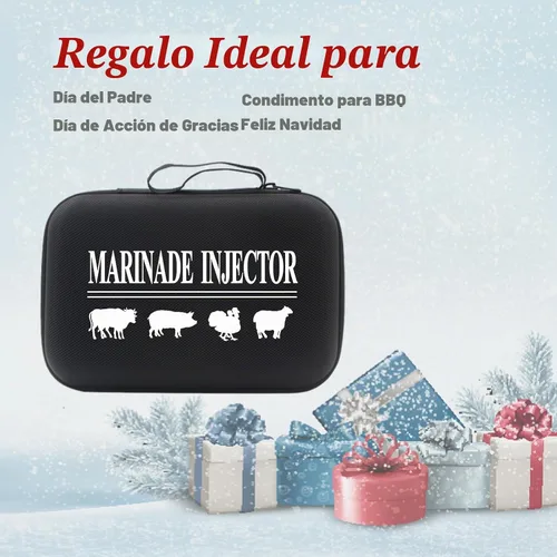 Vista 6 de Inyector de carne de acero inoxidable con 4 agujas de inyector de adobo profesional para parrilla, ahumador, barbacoa, manual de usuario, libro