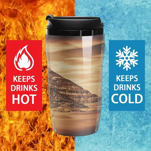 Vista 5 de Vintage Great Egyptian Pyramid Coffee Cup Hot Coffee Travel Mug Reusable Iced Coffee Cups Double Heat Insulation Coffee Mug with Leak-Proof Lid