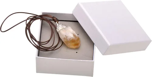 Vista 6 de Collar colgante de cristal de cuarzo citrino natural trenzado a mano, tono de oro blanco