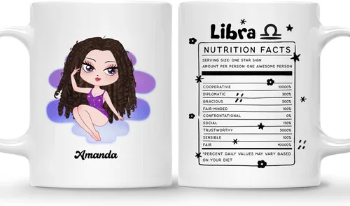 Vista 12 de Gossby Taza de café personalizada con signo de acuario, taza personalizada de horóscopo de 11 onzas para mujeres con diseño, nombre, información