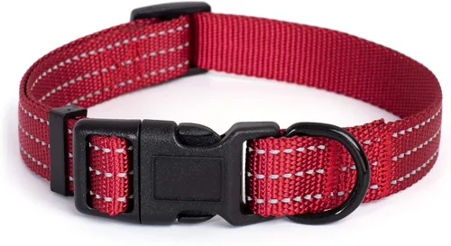 Vista 13 de Mile High Life - Collar para perro con rayas reflectantes 3M y correa de nailon, rojo, azul, verde, morado y rosa