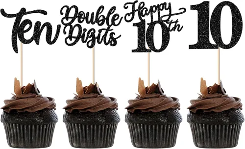 Vista 30 de Rsstarxi Paquete de 24 adornos con purpurina para cupcakes de 30 cumpleaños, treinta y 30 fabulosas selecciones de cupcakes, decoraciones para feliz