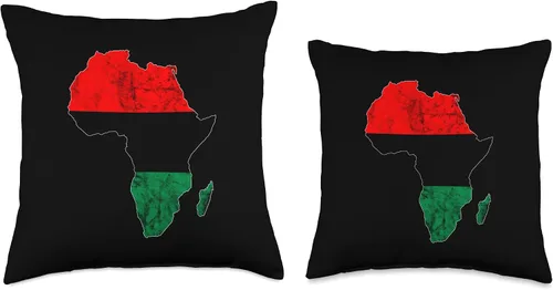 Vista 3 de Pan African Pride Black History Pan African UNIA Flag Map Africa Afro-American Juneteenth Throw Pillow, 16x16, Multicolor