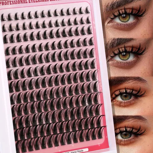 Vista 6 de Natural Lash Clusters Kit Wispy Lash Invisible Clear Band Cluster Eyelash Extensions Kit 8-16mm Individual Lashes Extension D Curl Eyelash Clusters