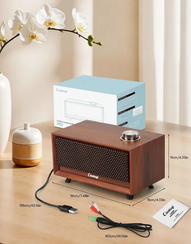 Vista 6 de Altavoces de madera para computadora con barra de sonido para PC, alimentados por USB, entrada de línea, Bluetooth, 3 modos, entrada USB, barra