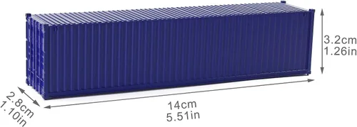 Vista 8 de 3pcs HO Escala sin decorar 40 ' (pies) Contenedores de envío 1:87 Deep Bule acanalado Side Container C8740DB