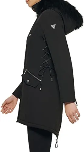Vista 5 de GUESS Womens Long Softshell Coat-Water Resistant Fall Jacket, Faux Fur