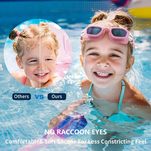 Vista 3 de Whale Gafas de natación polarizadas patentadas A2 GE antivaho y UV para adultos, hombres, mujeres y jóvenes (espejo plano, marco rosa)