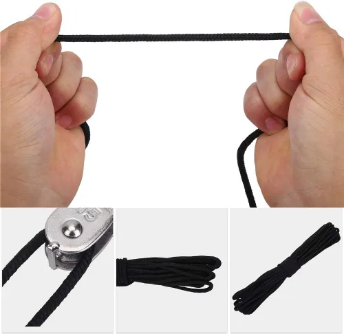 Vista 2 de Dioche Kit de carro de anclaje, sistema de carro de anclaje estable para kayak, canoa, con almohadilla de polea, juego de ganchos de ojo, accesorios