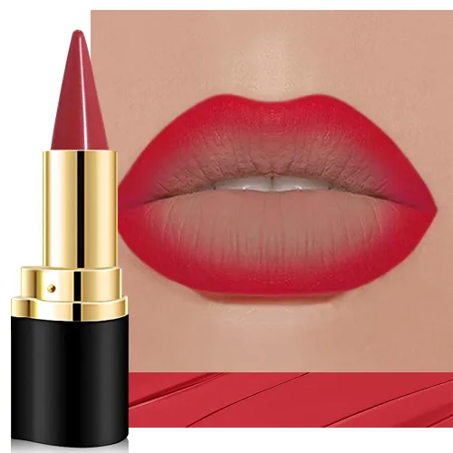 Vista 45 de evpct Combo de delineador de labios metálico rosa brillante y lápiz labial, lápiz labial con punta de cono para mujer, de larga duración