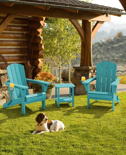 Vista 7 de SERWALL Silla Adirondack plegable ajustable con portavasos reclinable