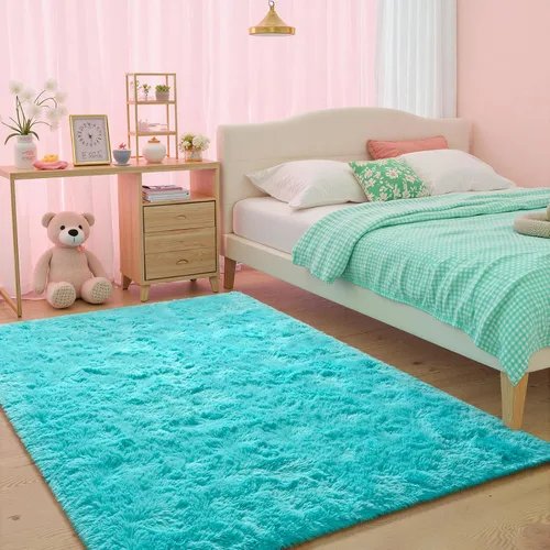 Vista 31 de junovo Alfombra de área lavable y antideslizante, alfombras de área pequeñas y esponjosas, alfombra peluda para sala de estar, alfombra suave