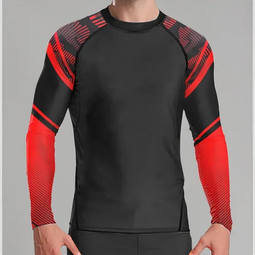 Vista 7 de Camiseta de protección solar UPF 50+ para hombre, manga larga, BJJ Jiu Jitsu, fitness, correr, pesca, natación