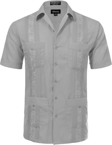Vista 8 de Allsense - Camisa guayabera cubana de manga corta con botones para hombre